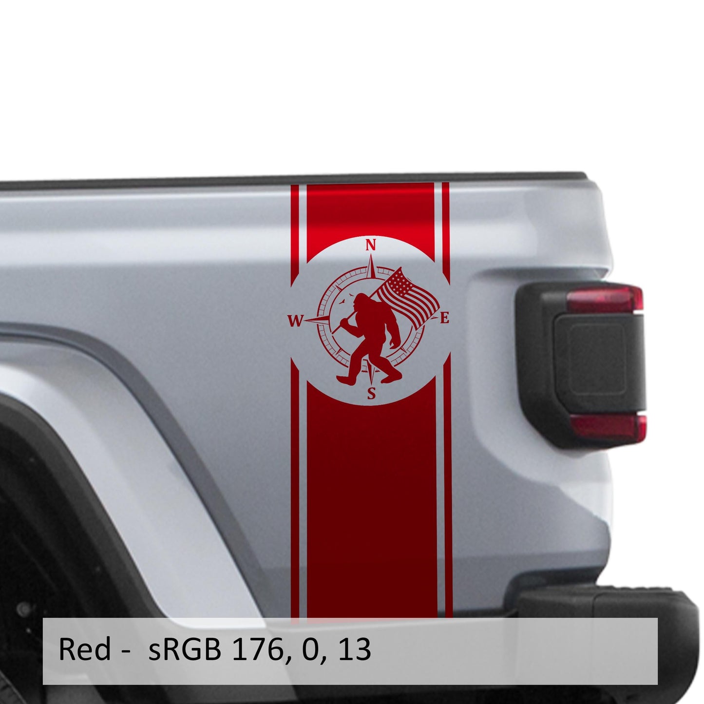 Bigfoot Compass Bedside Graphic Decal Design for Jeep Gladiator JT 2018 and Newer Durable Off-Road Style