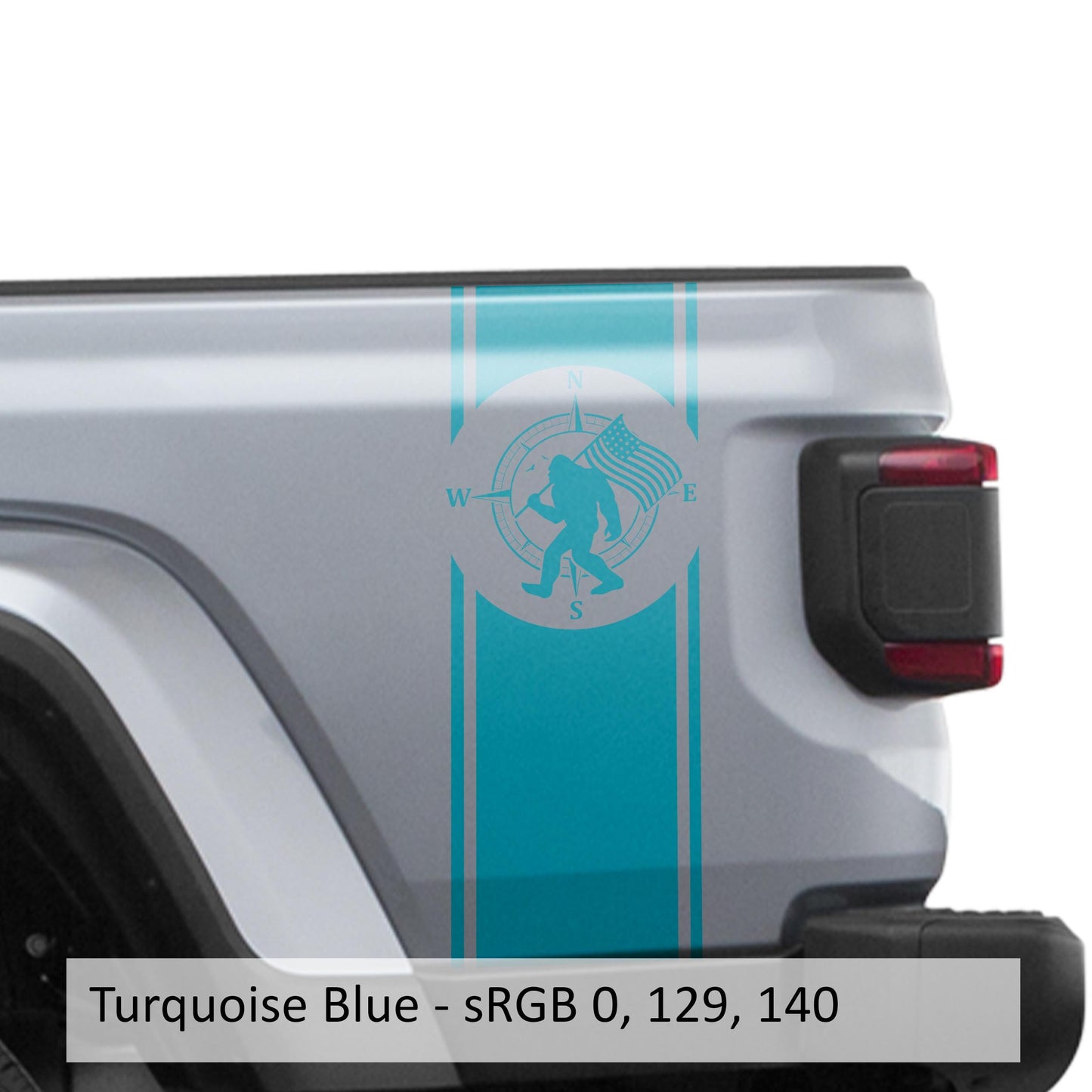 Bigfoot Compass Bedside Graphic Decal Design for Jeep Gladiator JT 2018 and Newer Durable Off-Road Style