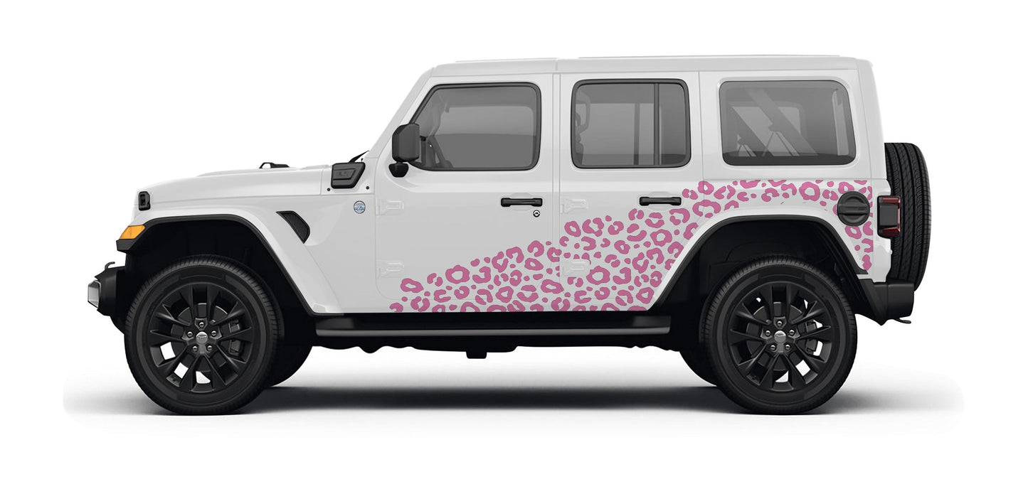 Leopard Print Side Body Vinyl Decal Graphic Kit for Jeep Wranglers 2018 to Current Models