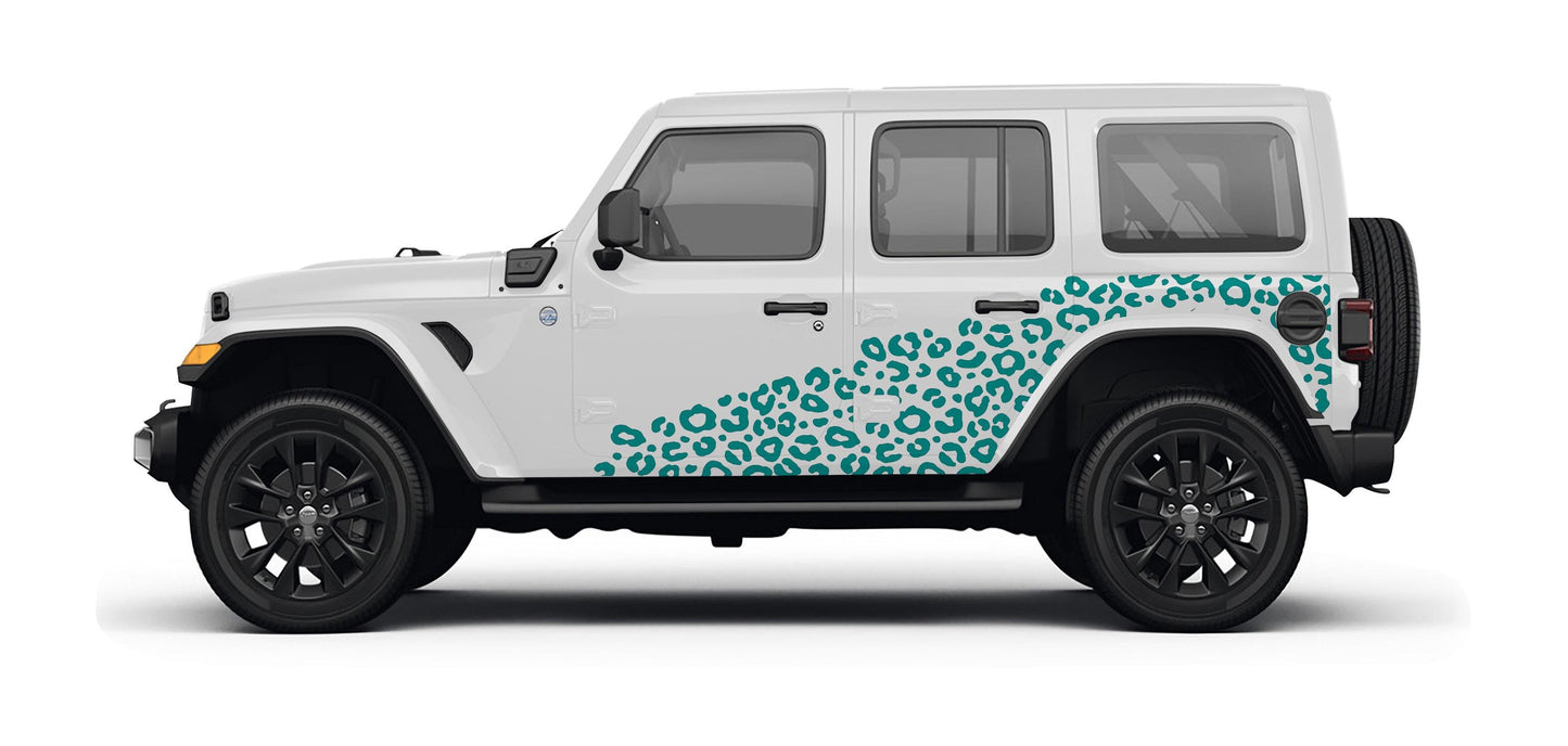 Leopard Print Side Body Vinyl Decal Graphic Kit for Jeep Wranglers 2018 to Current Models