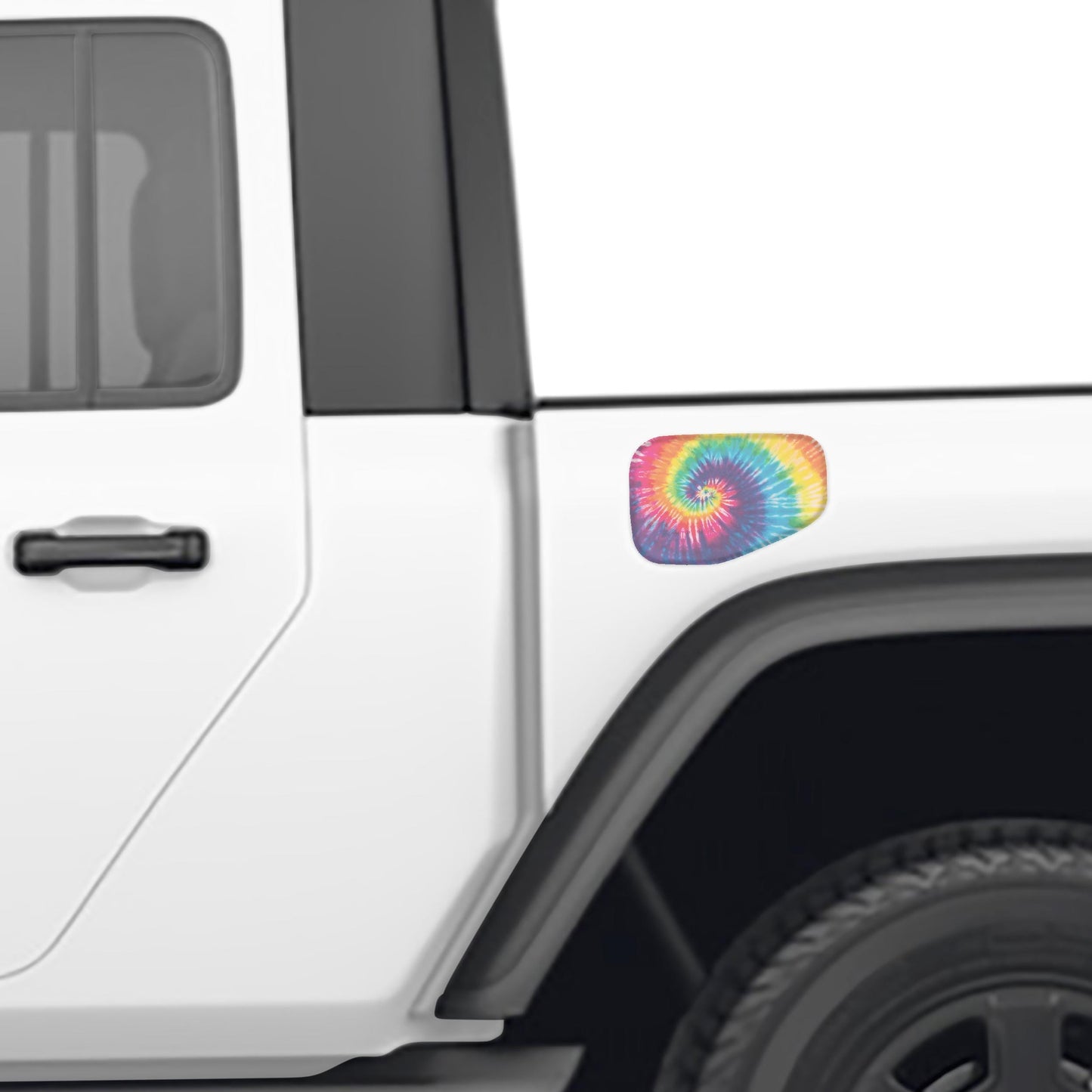 Tie Dye Fuel Door Vinyl Overlay Fits Jeep Gladiator 2020+ Semi Gloss Peel and Stick Decal Bright Retro Gas Cap Graphic