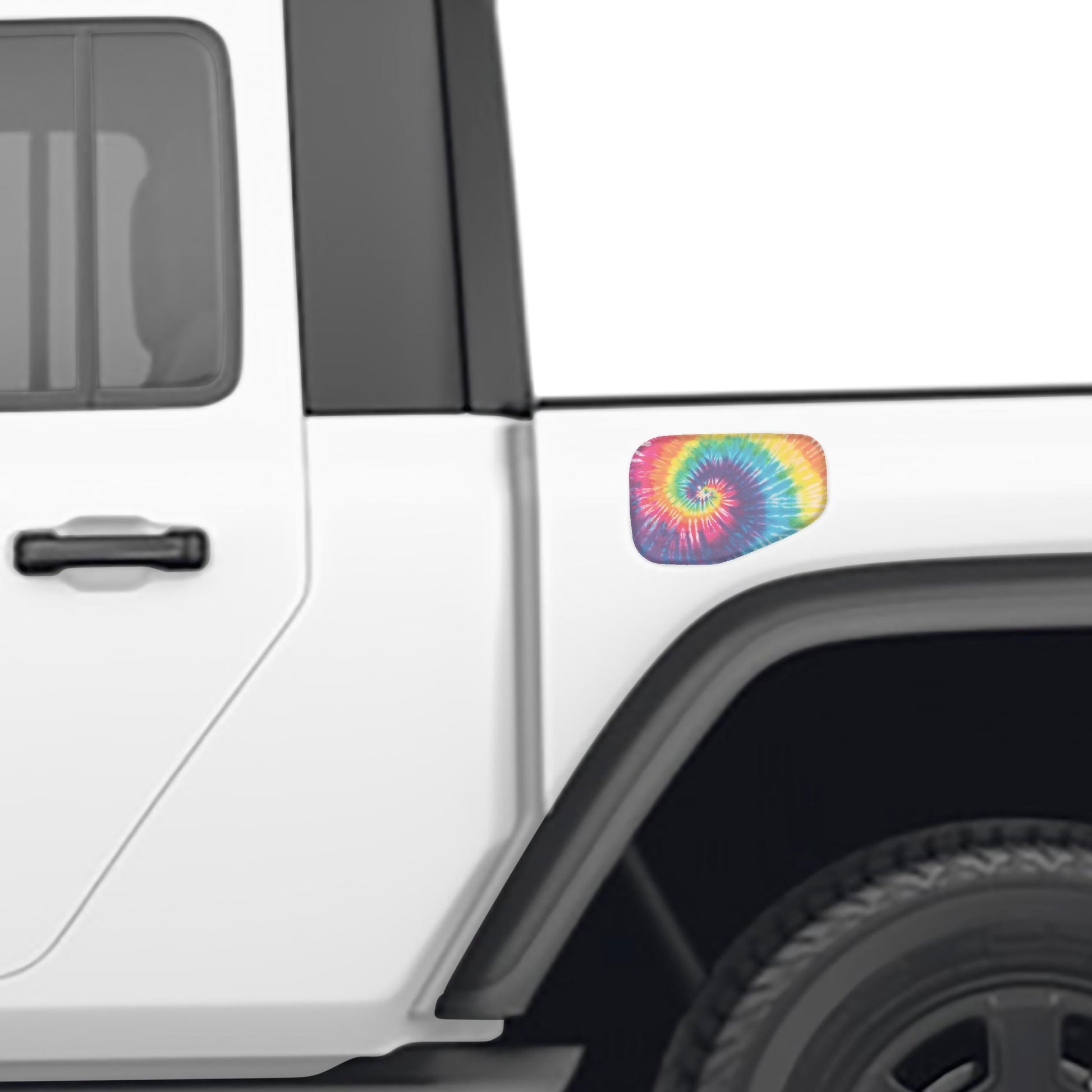 Tie Dye Fuel Door Vinyl Overlay Fits Jeep Gladiator 2020+ Semi Gloss Peel and Stick Decal Bright Retro Gas Cap Graphic