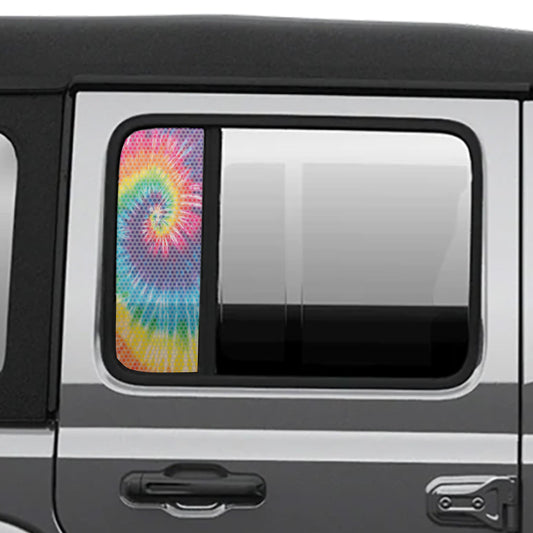 Tye Die Side Printed See Through Window Vinyl Decal Set for Jeep Wrangler JLU and Gladiator JT 2018