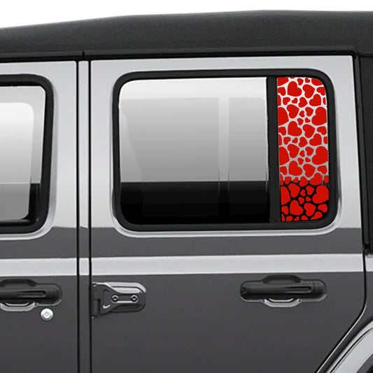 Heart Shape Pattern Side Window Vinyl Decal Set - Fits 2018+ Jeep Wrangler JLU Gladiator JT