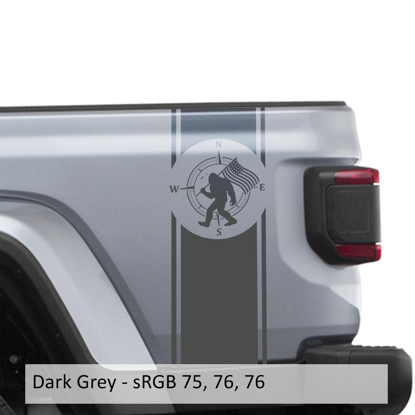Bigfoot Compass Bedside Graphic Decal Design for Jeep Gladiator JT 2018 and Newer Durable Off-Road Style