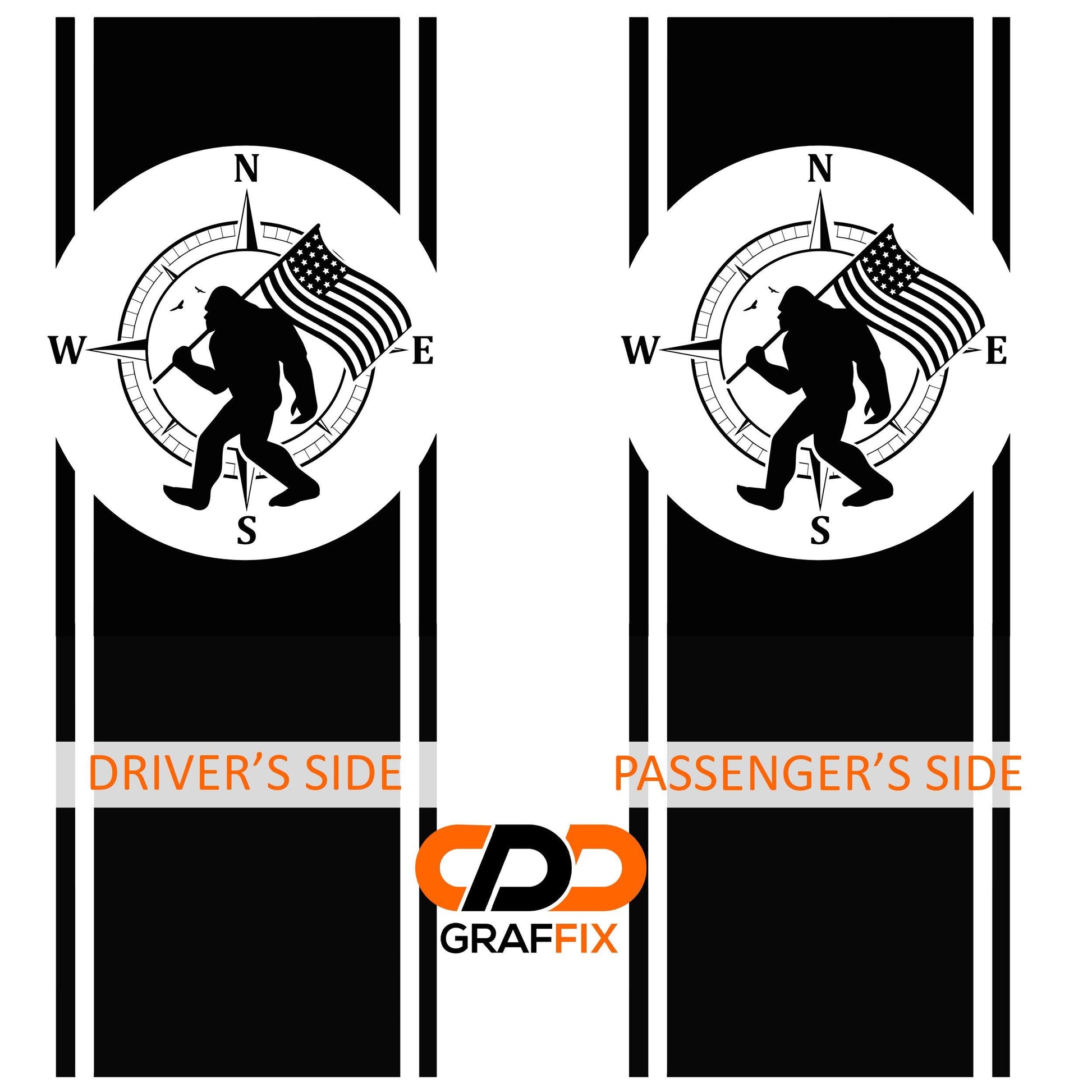 Bigfoot Compass Bedside Graphic Decal Design for Jeep Gladiator JT 2018 and Newer Durable Off-Road Style