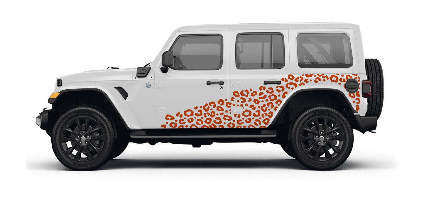 Leopard Print Side Body Vinyl Decal Graphic Kit for Jeep Wranglers 2018 to Current Models