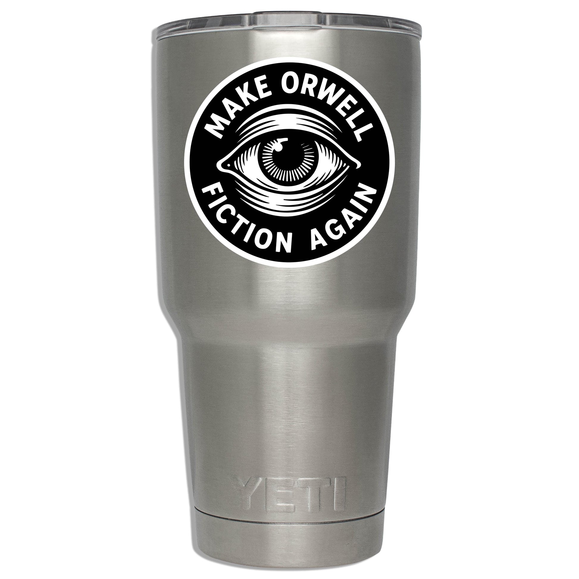 Make Orwell Fiction Again Vinyl Decal Funny Black and White Sticker Dystopian Bumper Decal Free Speech Anti Tyranny Orwellian Gift