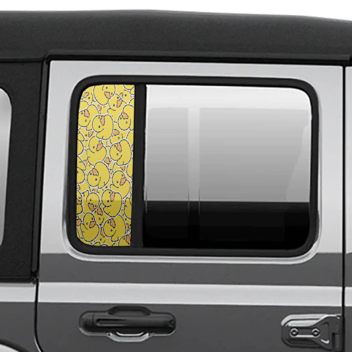 Yellow Rubber Duck Side Printed See Through Window Vinyl Decal Set for Jeep Wrangler JLU and Gladiator JT 2018