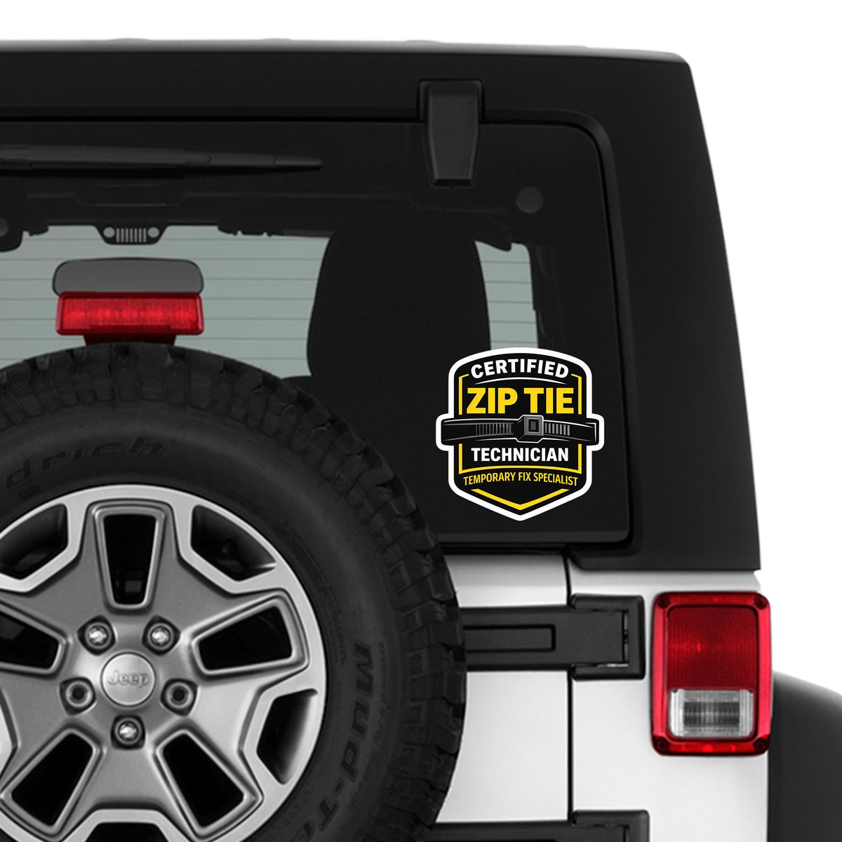 Certified Zip Tie Technician Funny Vinyl Sticker Mechanic Garage Humor Decal