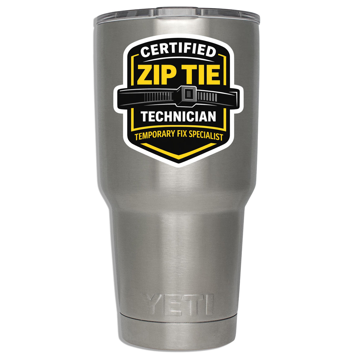 Certified Zip Tie Technician Funny Vinyl Sticker Mechanic Garage Humor Decal