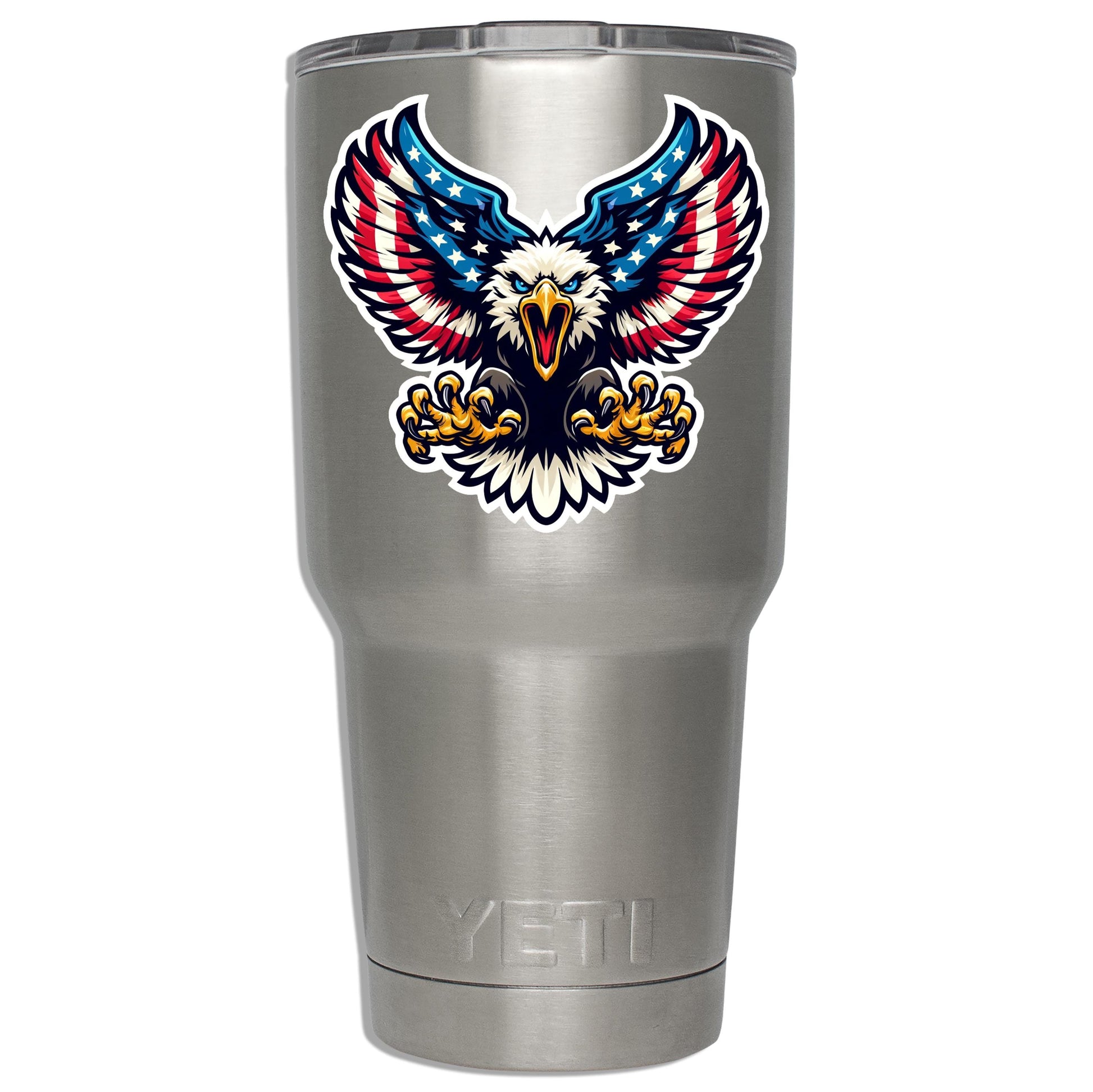 Screaming Red White & Blue Patriotic Bald Eagle Vinyl Sticker
