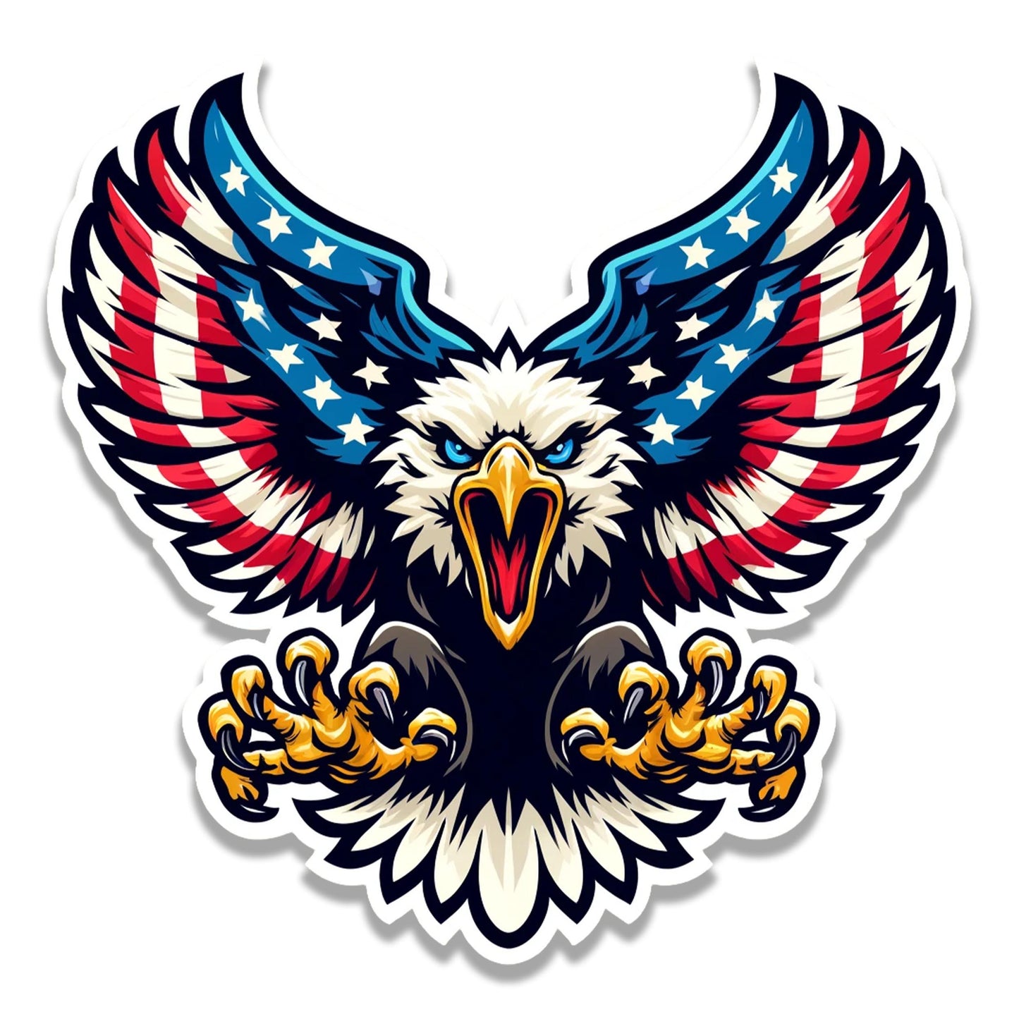 Screaming Red White & Blue Patriotic Bald Eagle Vinyl Sticker
