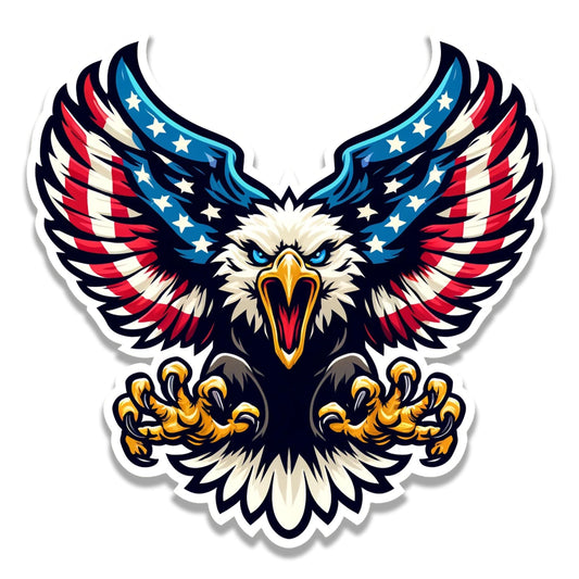 Screaming Red White & Blue Patriotic Bald Eagle Vinyl Sticker