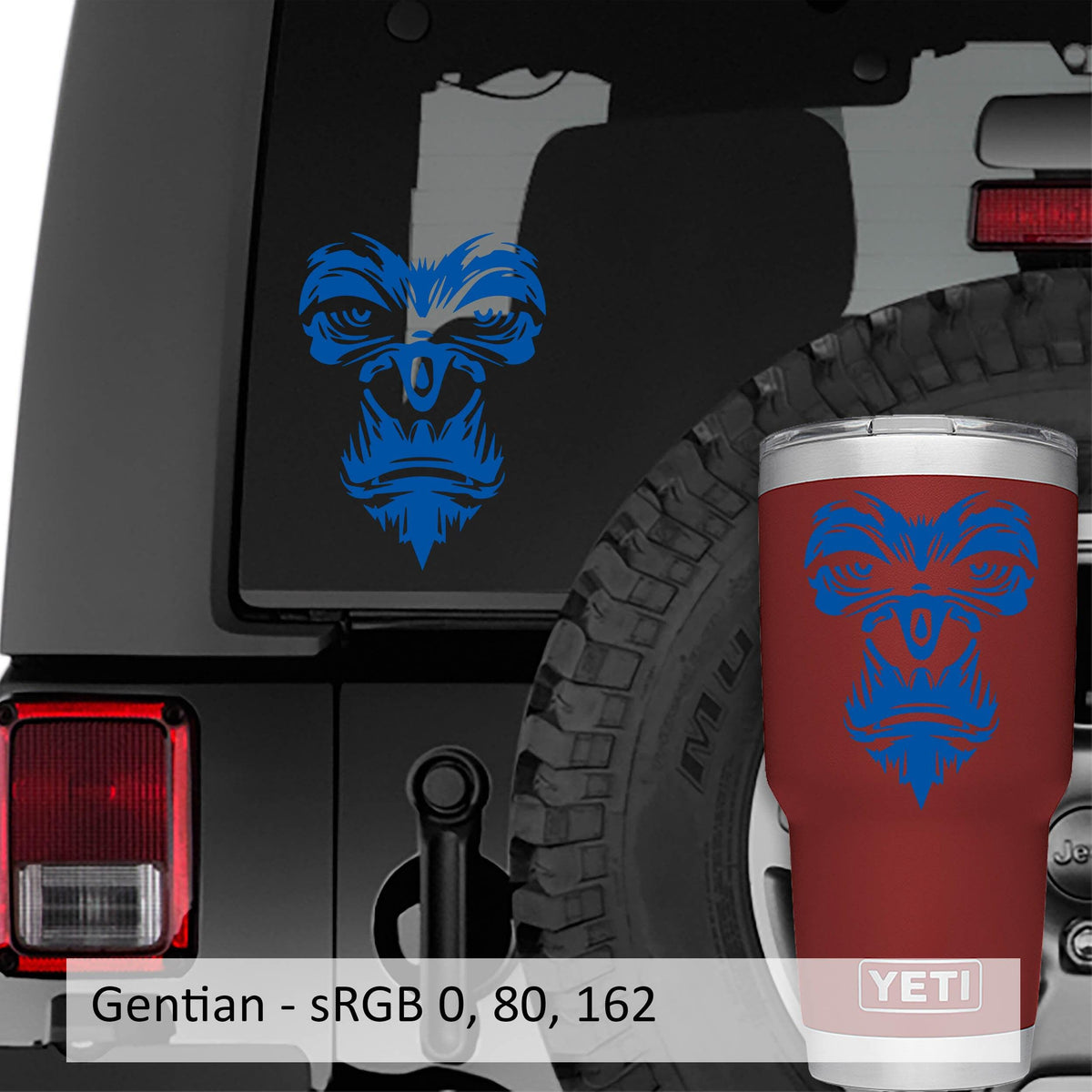Gorilla Ape Decal: Wild Animal Face - Vinyl Sticker for Smooth Surfaces