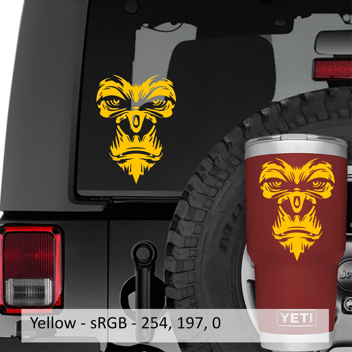 Gorilla Ape Decal: Wild Animal Face - Vinyl Sticker for Smooth Surfaces