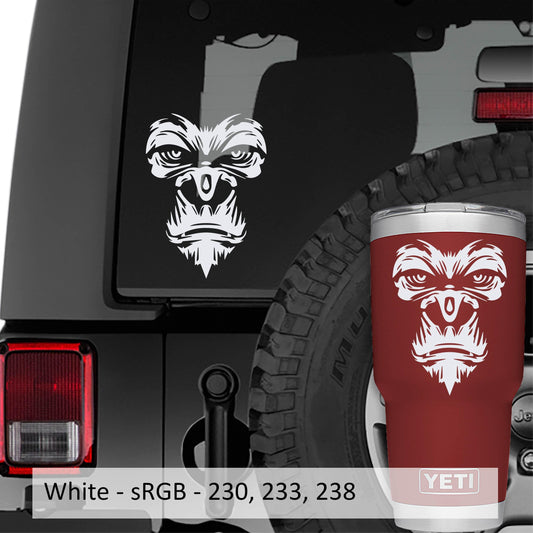 Gorilla Ape Decal: Wild Animal Face - Vinyl Sticker for Smooth Surfaces