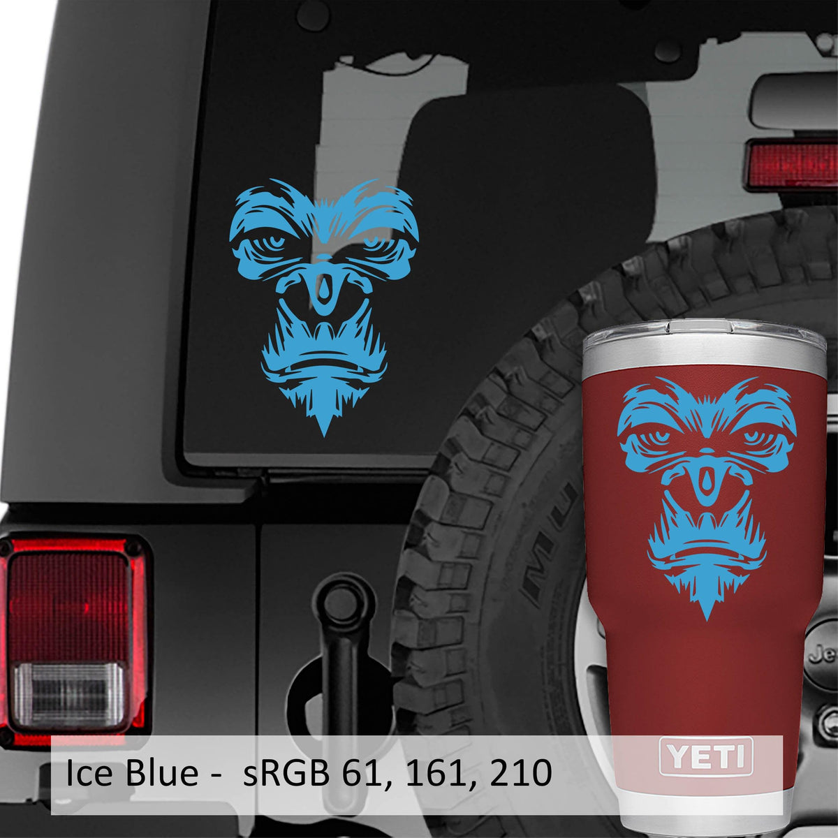 Gorilla Ape Decal: Wild Animal Face - Vinyl Sticker for Smooth Surfaces