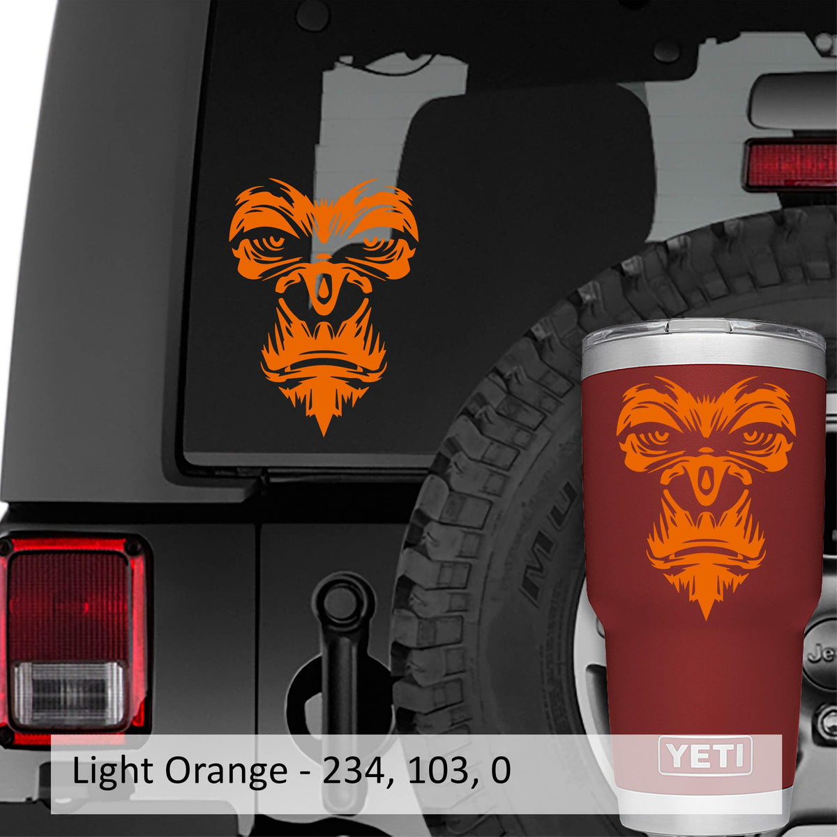 Gorilla Ape Decal: Wild Animal Face - Vinyl Sticker for Smooth Surfaces