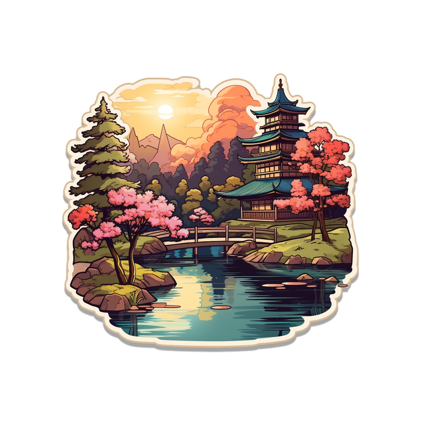 Japanese Garden Vinyl Sticker