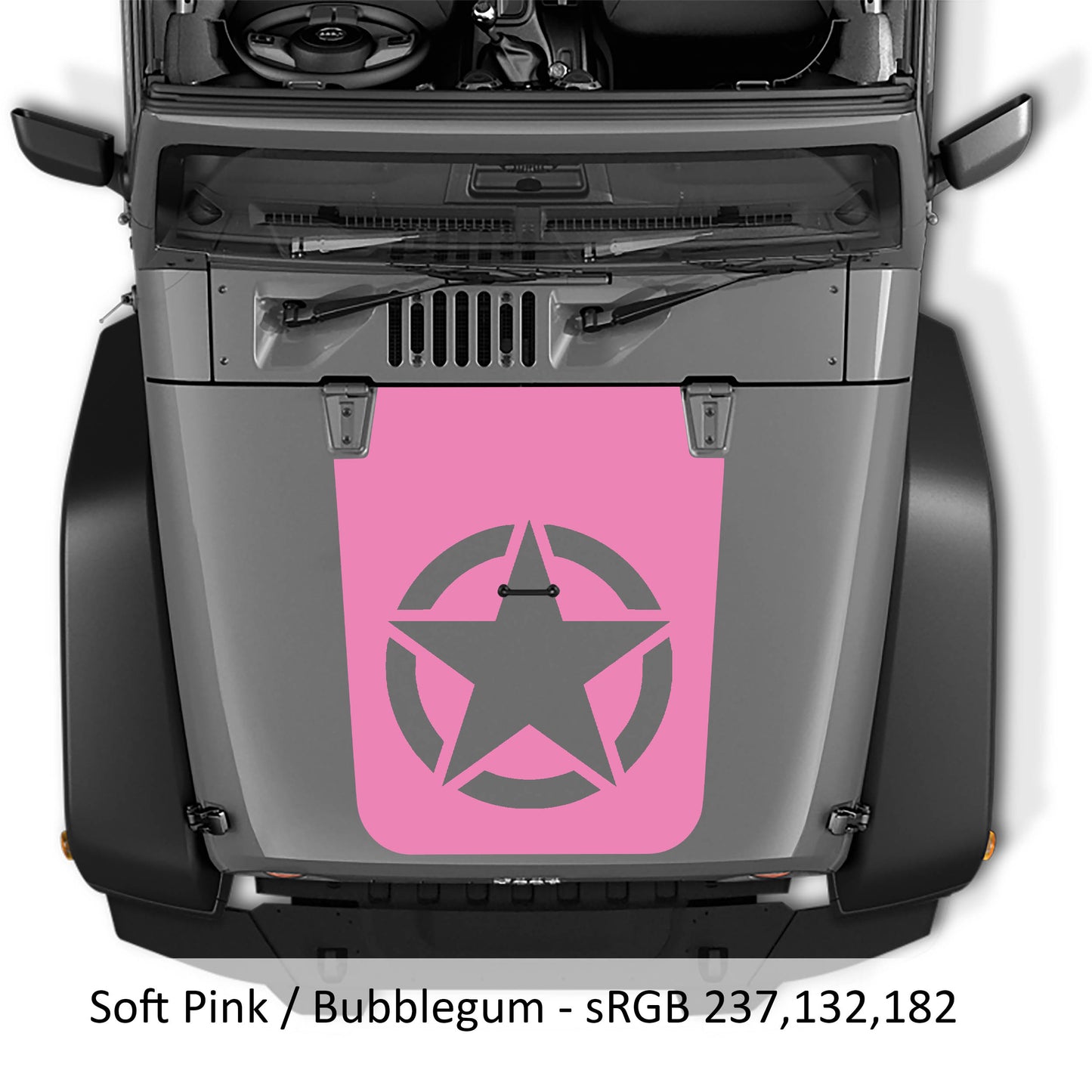 Alpha Romeo Military Star Blackout Hood Vinyl Decal Graphic Fits 2007 - 2017 Jeep Wrangler JK/JKU Models