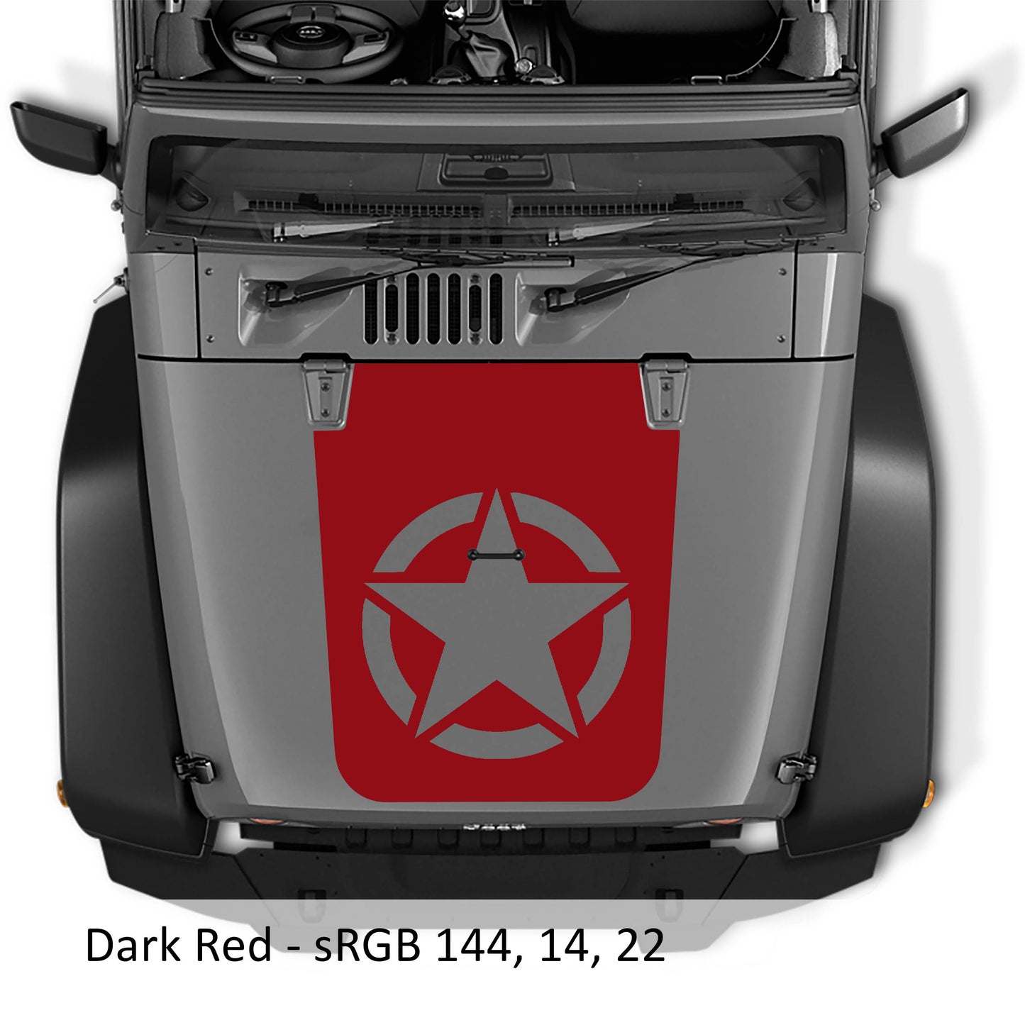 Alpha Romeo Military Star Blackout Hood Vinyl Decal Graphic Fits 2007 - 2017 Jeep Wrangler JK/JKU Models