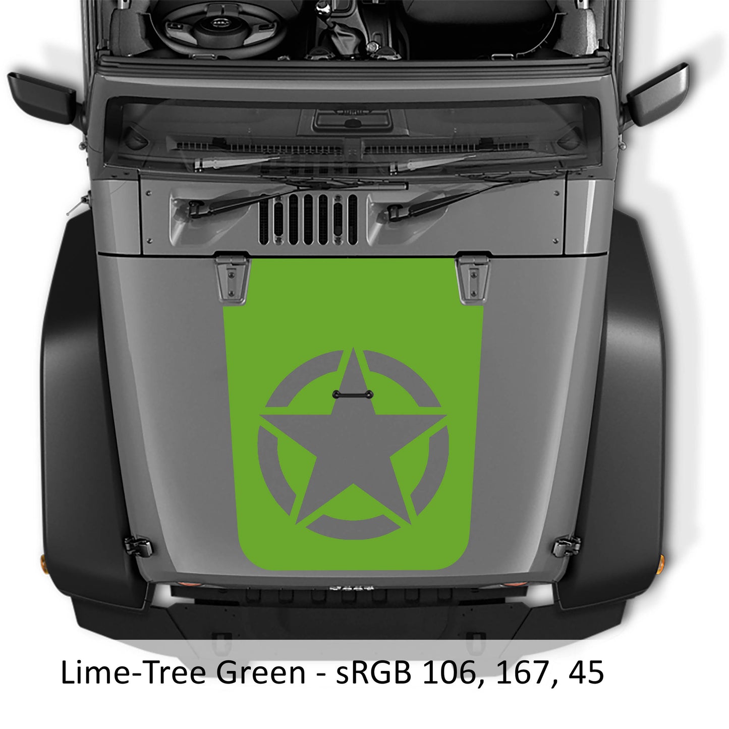 Alpha Romeo Military Star Blackout Hood Vinyl Decal Graphic Fits 2007 - 2017 Jeep Wrangler JK/JKU Models