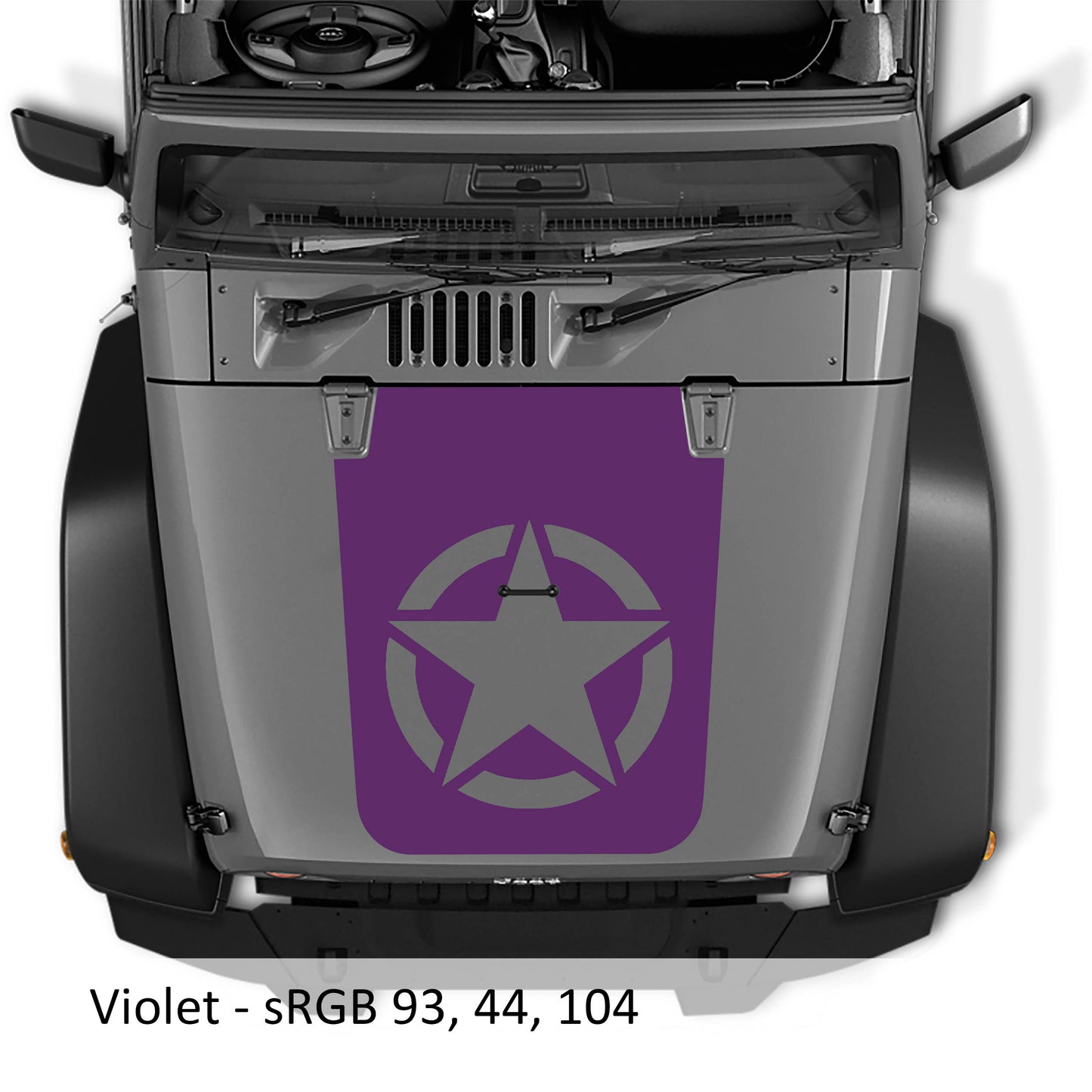 Alpha Romeo Military Star Blackout Hood Vinyl Decal Graphic Fits 2007 - 2017 Jeep Wrangler JK/JKU Models