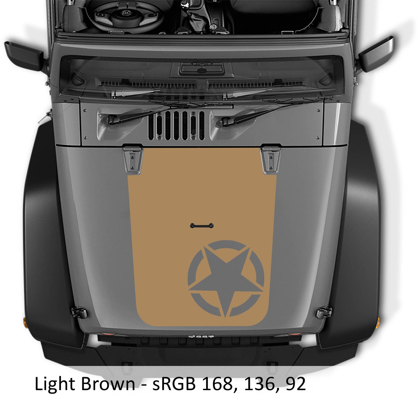 Alpha Romeo Military Star Blackout Hood Vinyl Decal Graphic V2 - Fits 2007 - 2017 Jeep Wrangler JK/JKU Models