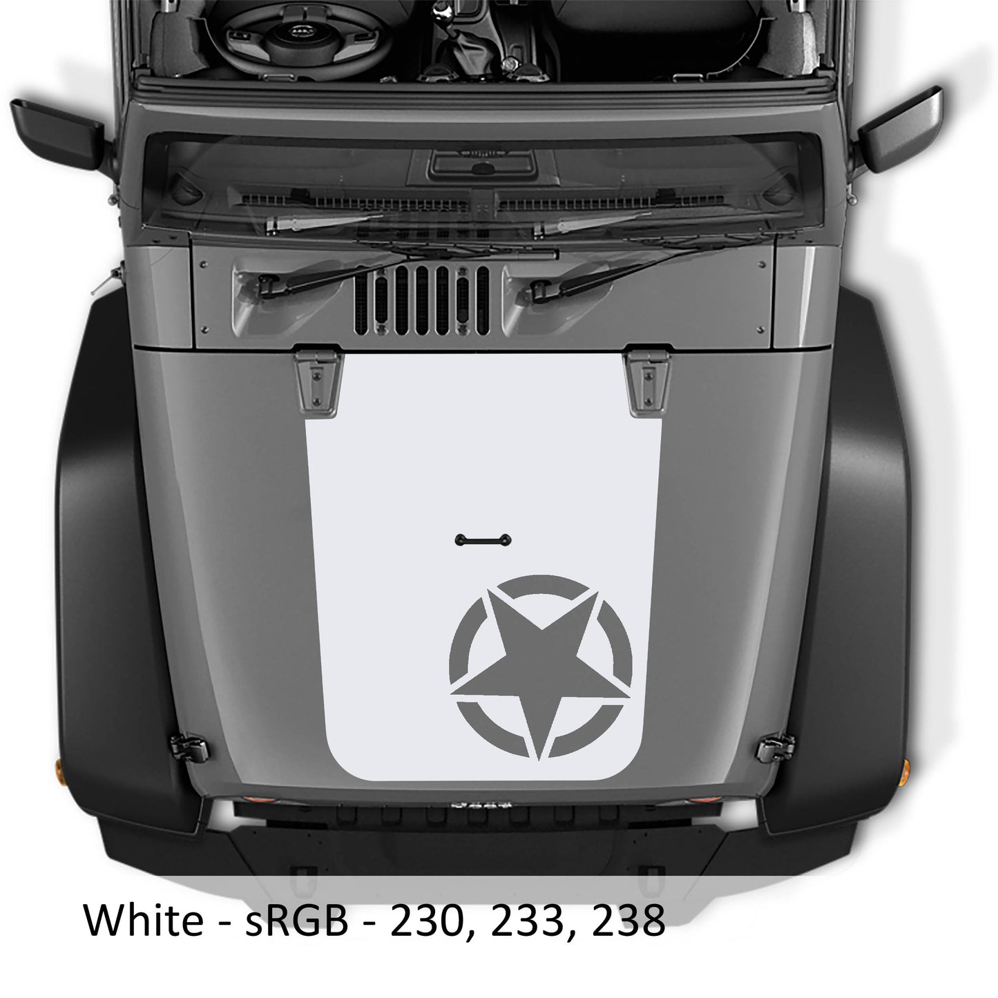 Alpha Romeo Military Star Blackout Hood Vinyl Decal Graphic V2 - Fits 2007 - 2017 Jeep Wrangler JK/JKU Models