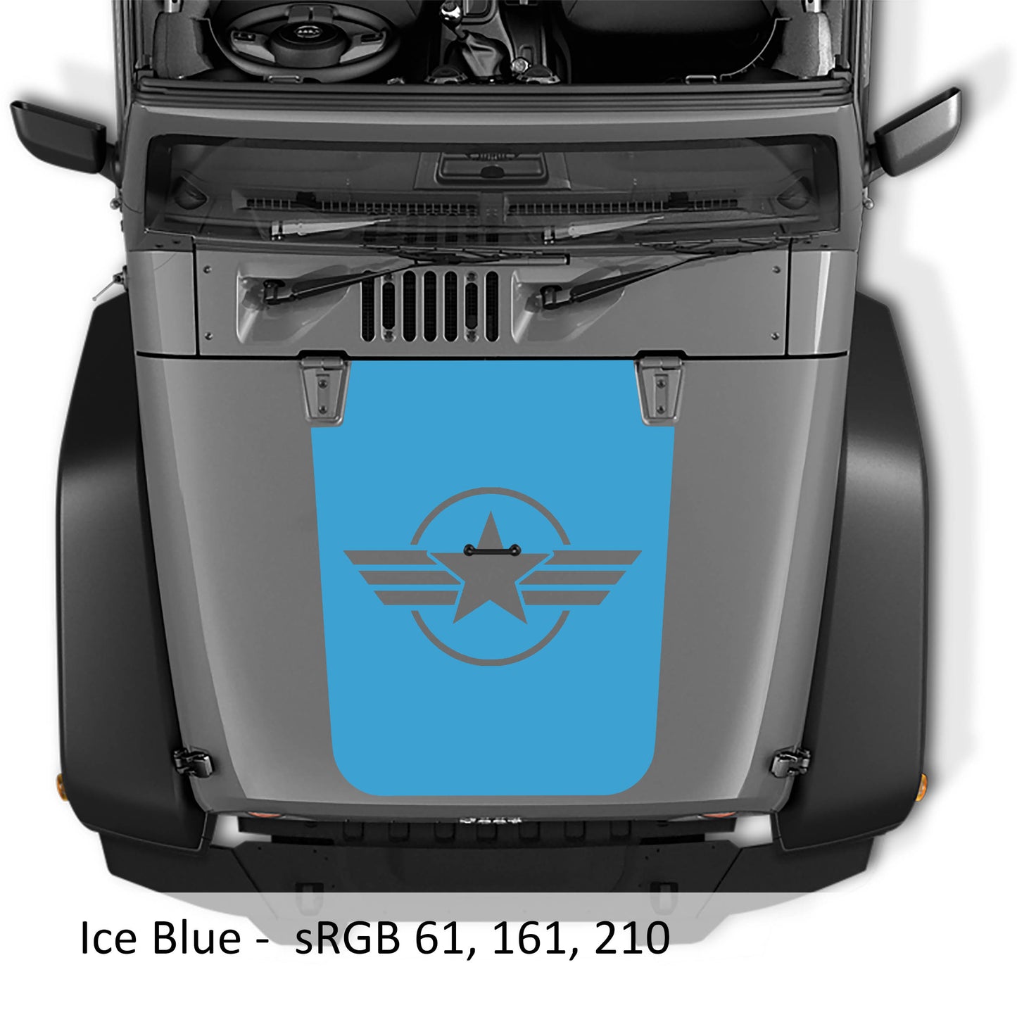 Military Roundel Star Blackout Hood Vinyl Decal Graphic - Fits 2007 - 2017 Jeep Wrangler JK/JKU Models