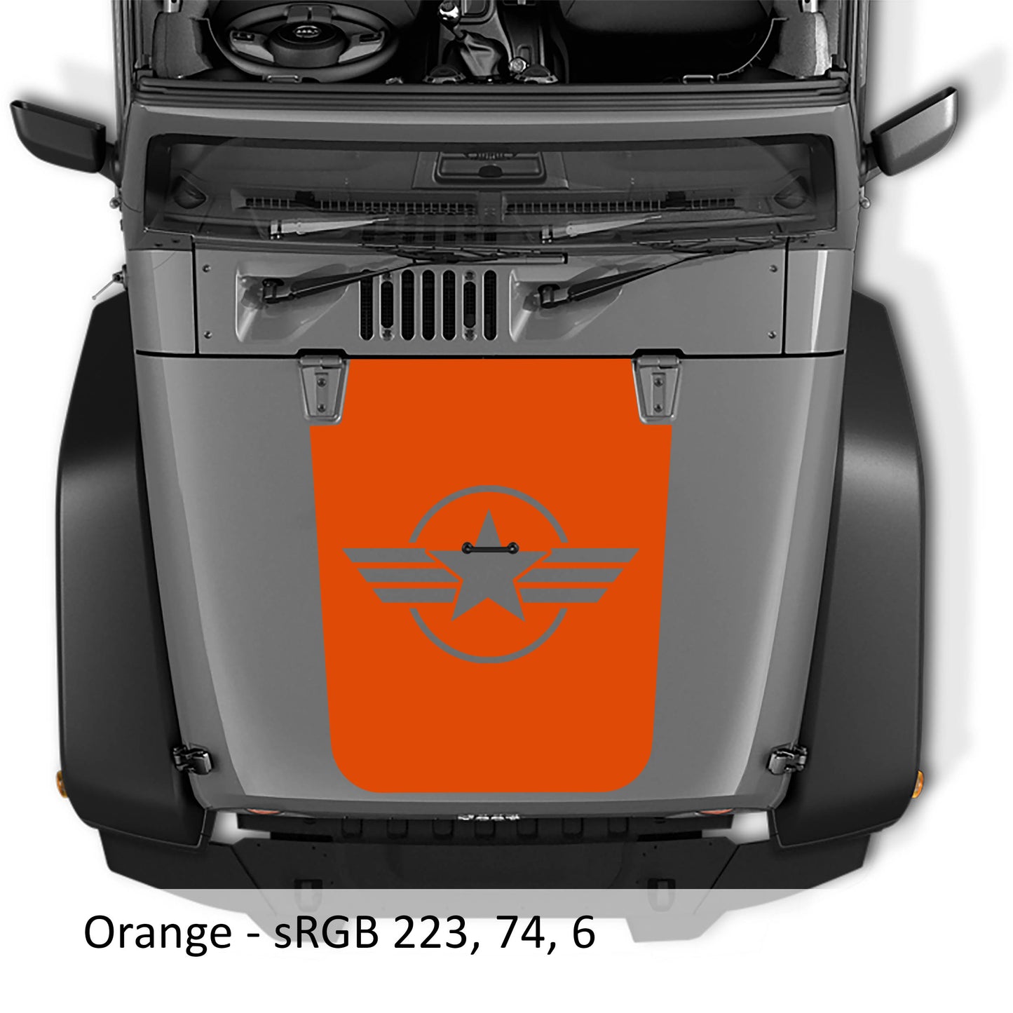 Military Roundel Star Blackout Hood Vinyl Decal Graphic - Fits 2007 - 2017 Jeep Wrangler JK/JKU Models