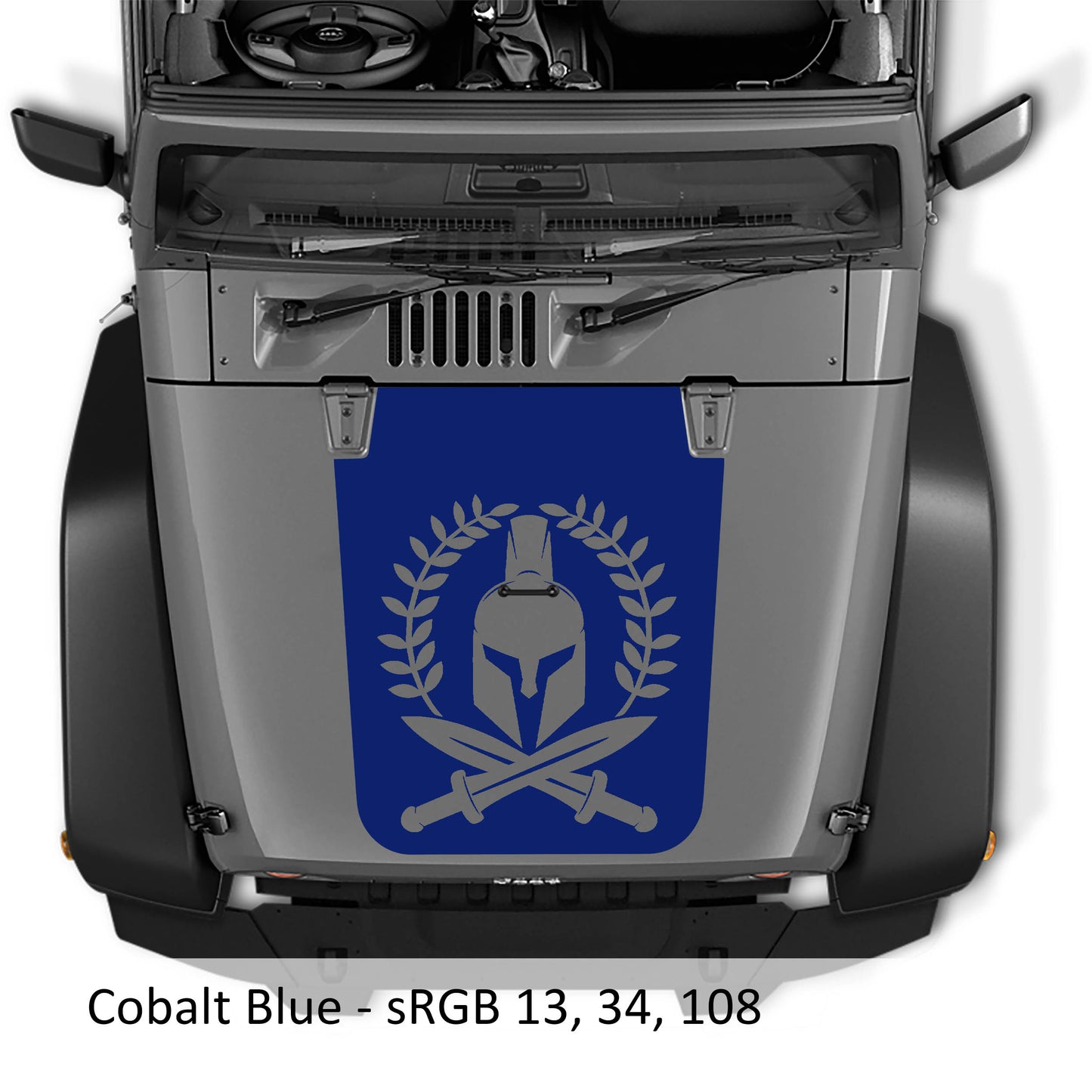 Spartan Leaf Blackout Hood Vinyl Decal Graphic - Fits 2007 - 2017 Jeep Wrangler JK/JKU Models