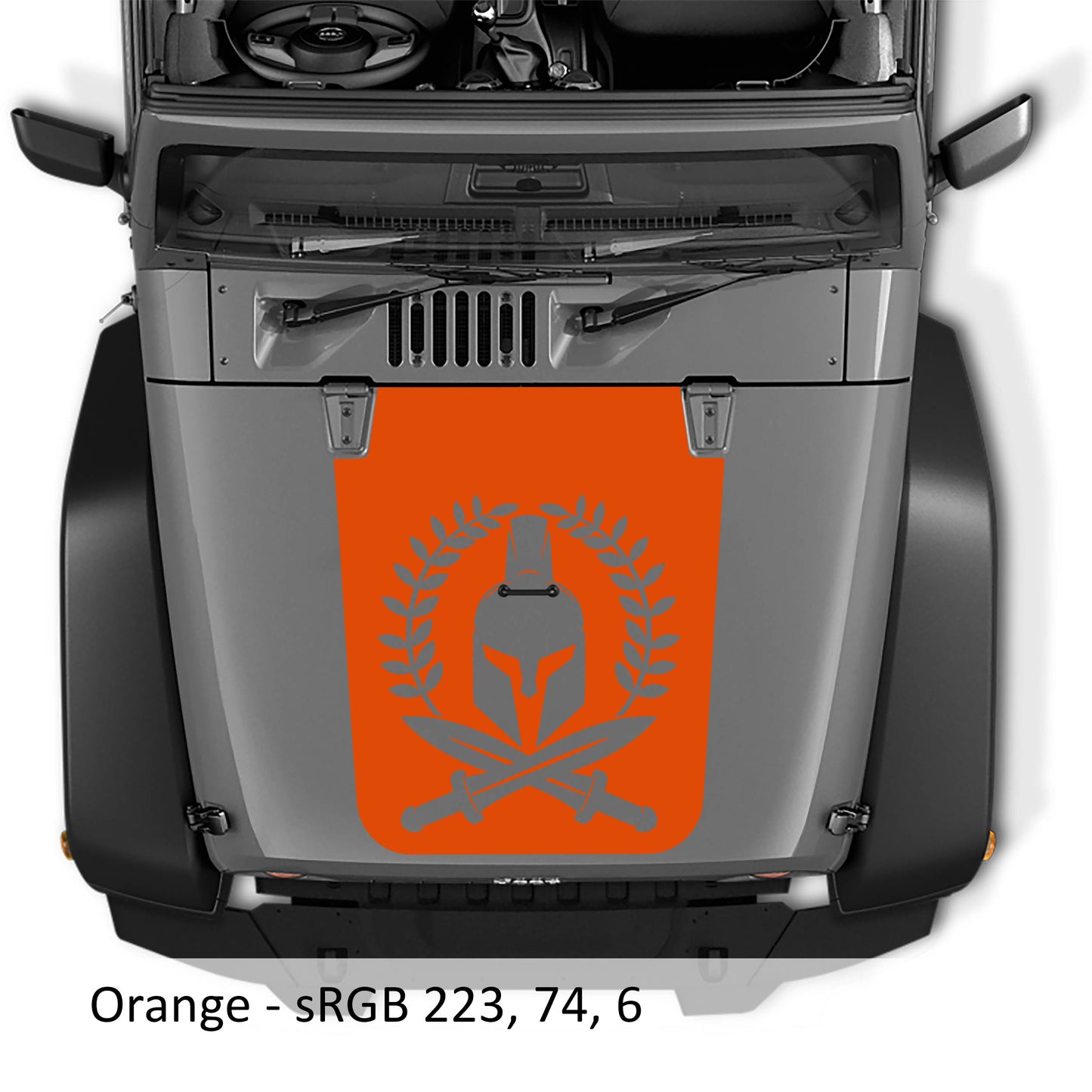 Spartan Leaf Blackout Hood Vinyl Decal Graphic - Fits 2007 - 2017 Jeep Wrangler JK/JKU Models