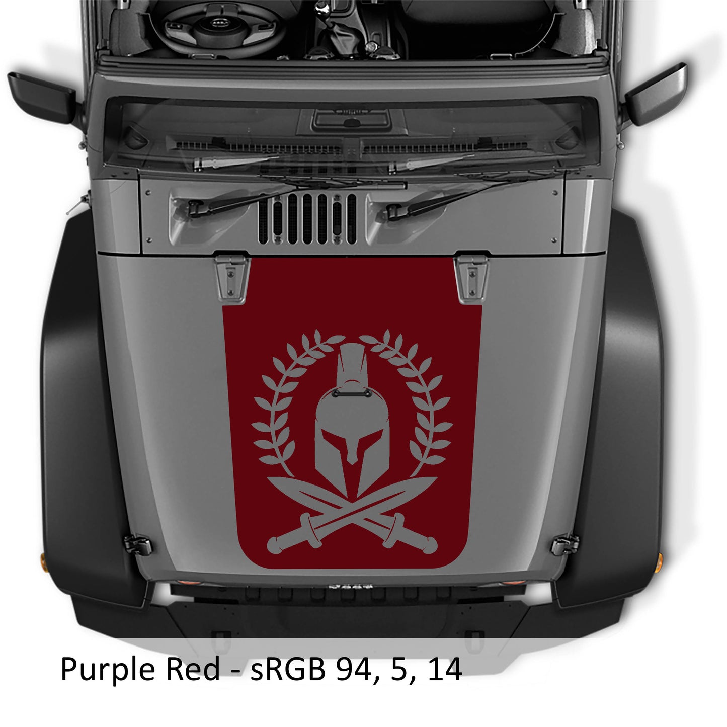 Spartan Leaf Blackout Hood Vinyl Decal Graphic - Fits 2007 - 2017 Jeep Wrangler JK/JKU Models