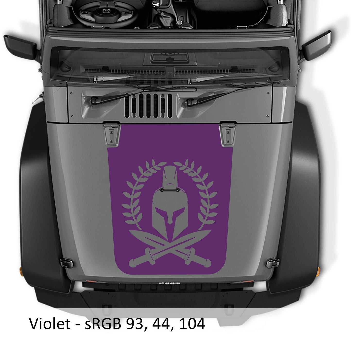 Spartan Leaf Blackout Hood Vinyl Decal Graphic - Fits 2007 - 2017 Jeep Wrangler JK/JKU Models