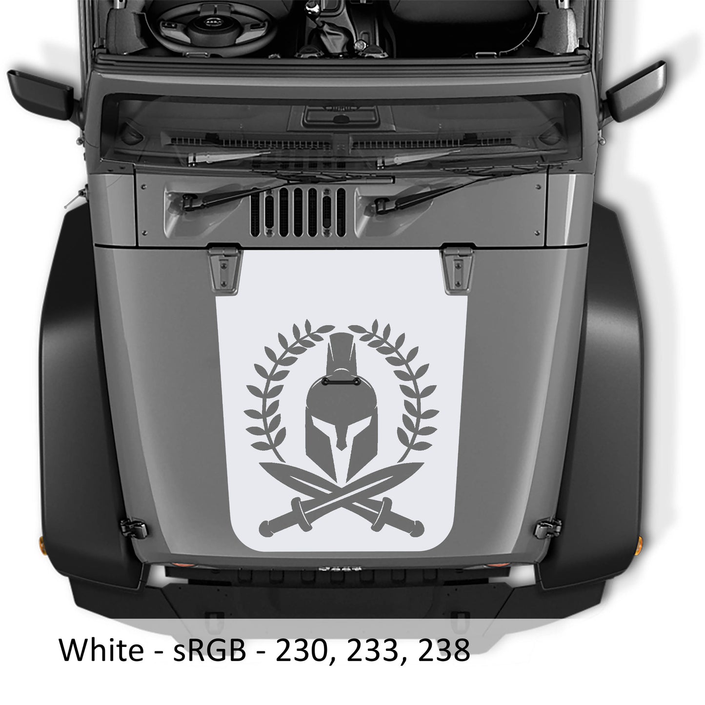 Spartan Leaf Blackout Hood Vinyl Decal Graphic - Fits 2007 - 2017 Jeep Wrangler JK/JKU Models