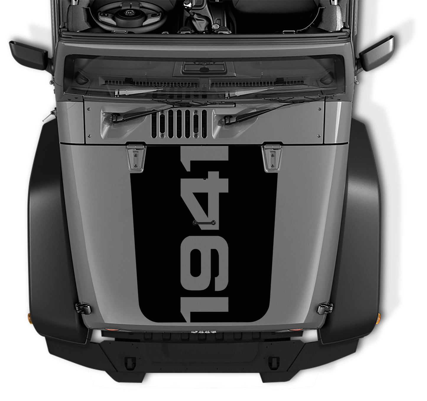 JK/JKU 1941 Blackout Hood Vinyl Decal Graphic - Fits 2007 - 2017 Jeep Wrangler JK/JKU Models