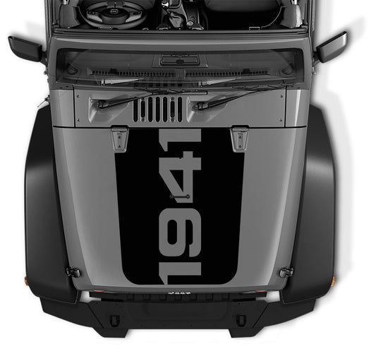 JK/JKU 1941 Blackout Hood Vinyl Decal Graphic - Fits 2007 - 2017 Jeep Wrangler JK/JKU Models