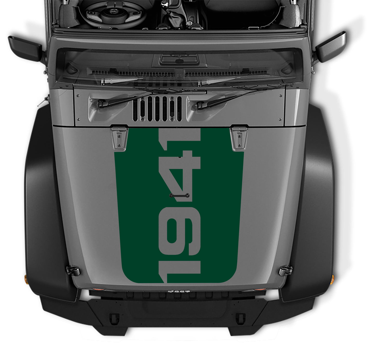 JK/JKU 1941 Blackout Hood Vinyl Decal Graphic - Fits 2007 - 2017 Jeep Wrangler JK/JKU Models