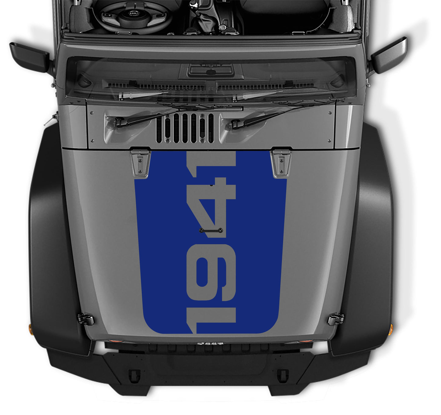 JK/JKU 1941 Blackout Hood Vinyl Decal Graphic - Fits 2007 - 2017 Jeep Wrangler JK/JKU Models