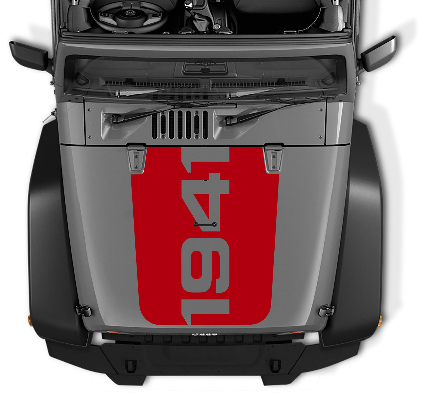 JK/JKU 1941 Blackout Hood Vinyl Decal Graphic - Fits 2007 - 2017 Jeep Wrangler JK/JKU Models