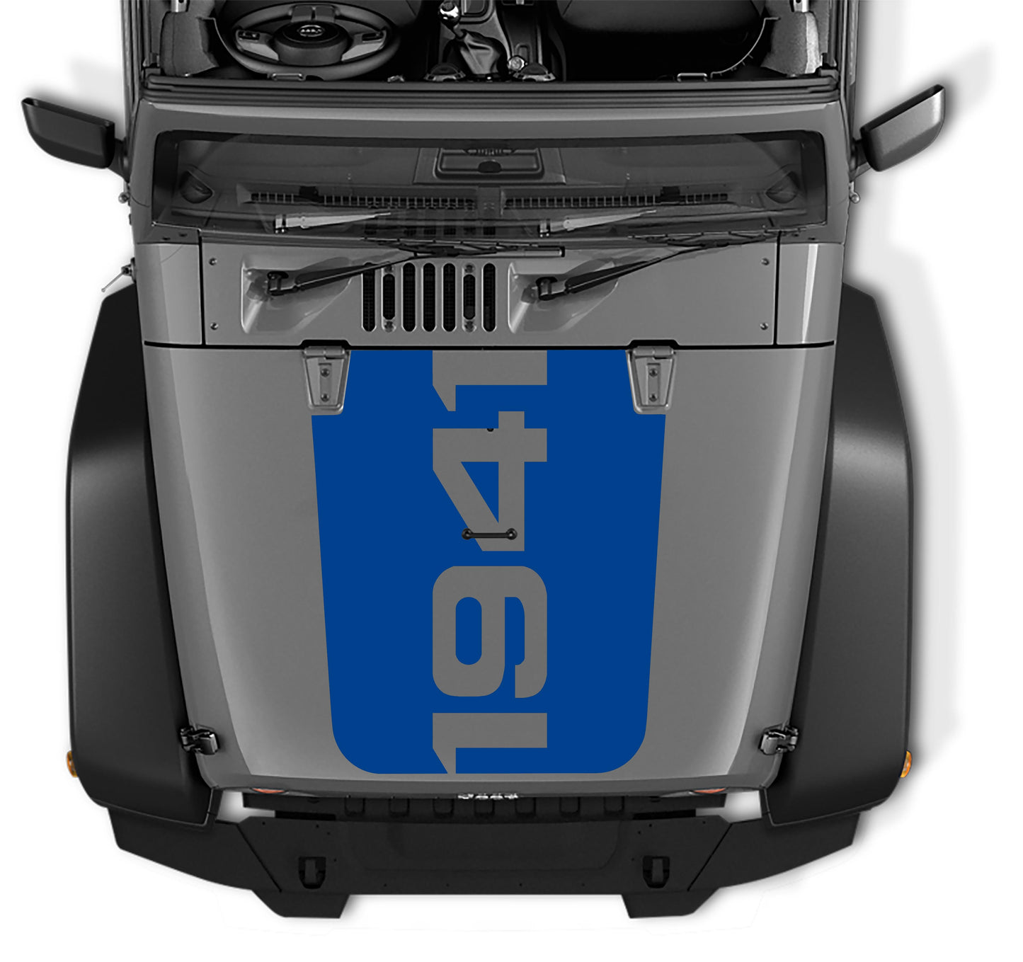 JK/JKU 1941 Blackout Hood Vinyl Decal Graphic - Fits 2007 - 2017 Jeep Wrangler JK/JKU Models