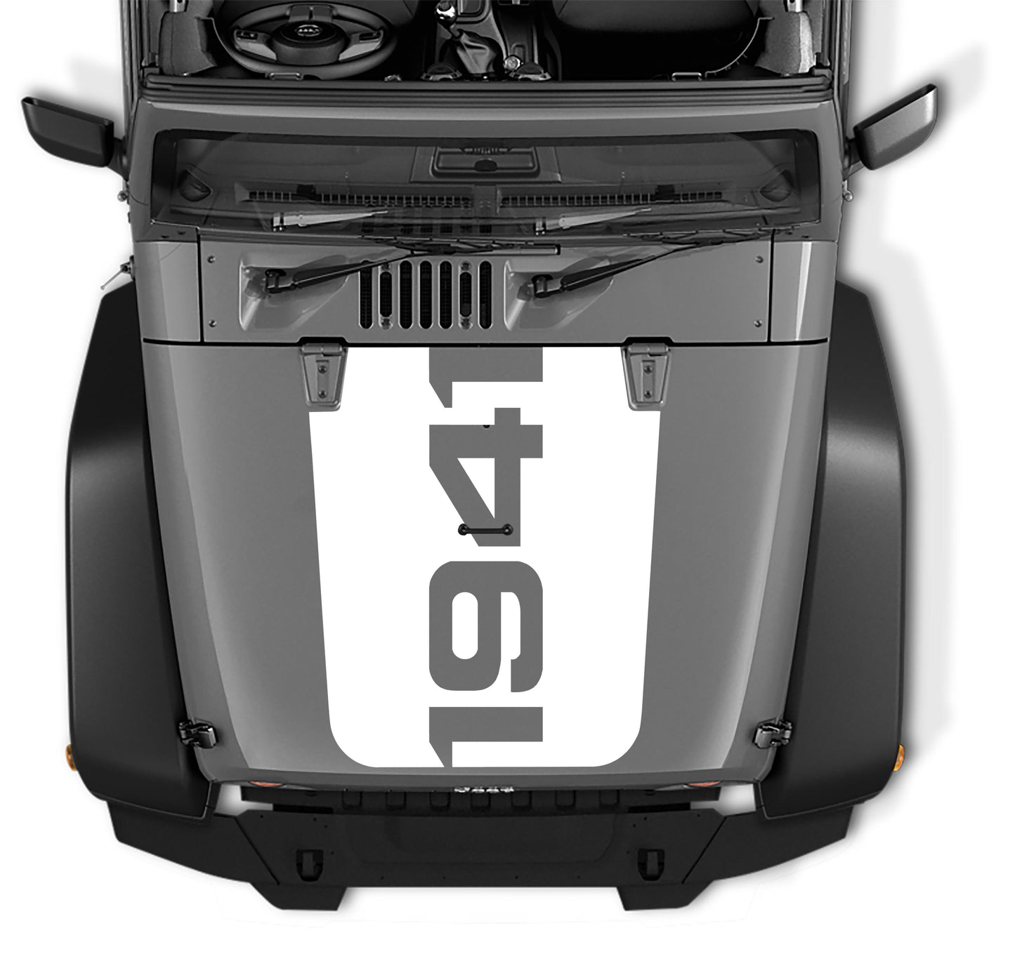 JK/JKU 1941 Blackout Hood Vinyl Decal Graphic - Fits 2007 - 2017 Jeep Wrangler JK/JKU Models