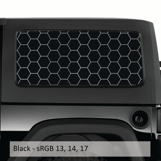 Honeycomb Hex Mesh Pattern Hardtop Window Decal Set - Fits Jeep 2-Door Wrangler 2007 - 2018