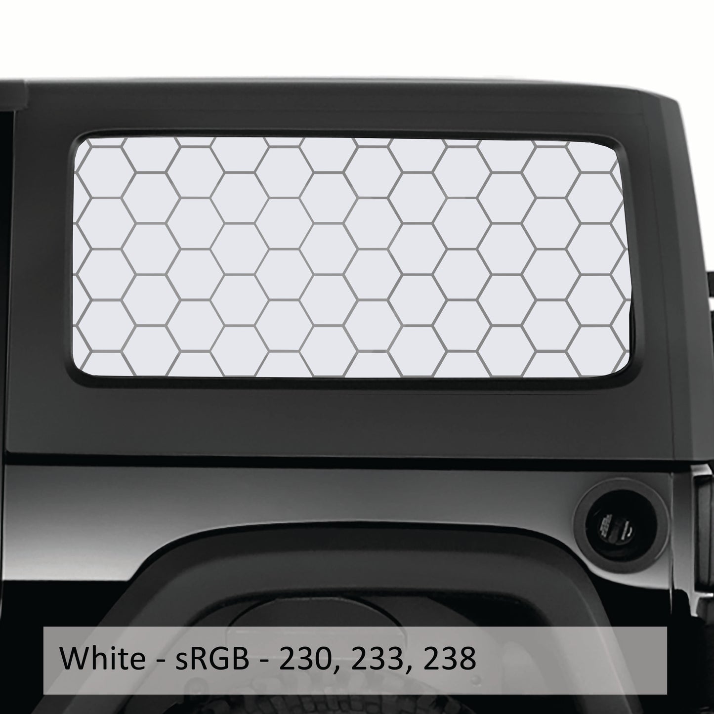 Honeycomb Hex Mesh Pattern Hardtop Window Decal Set - Fits Jeep 2-Door Wrangler 2007 - 2018