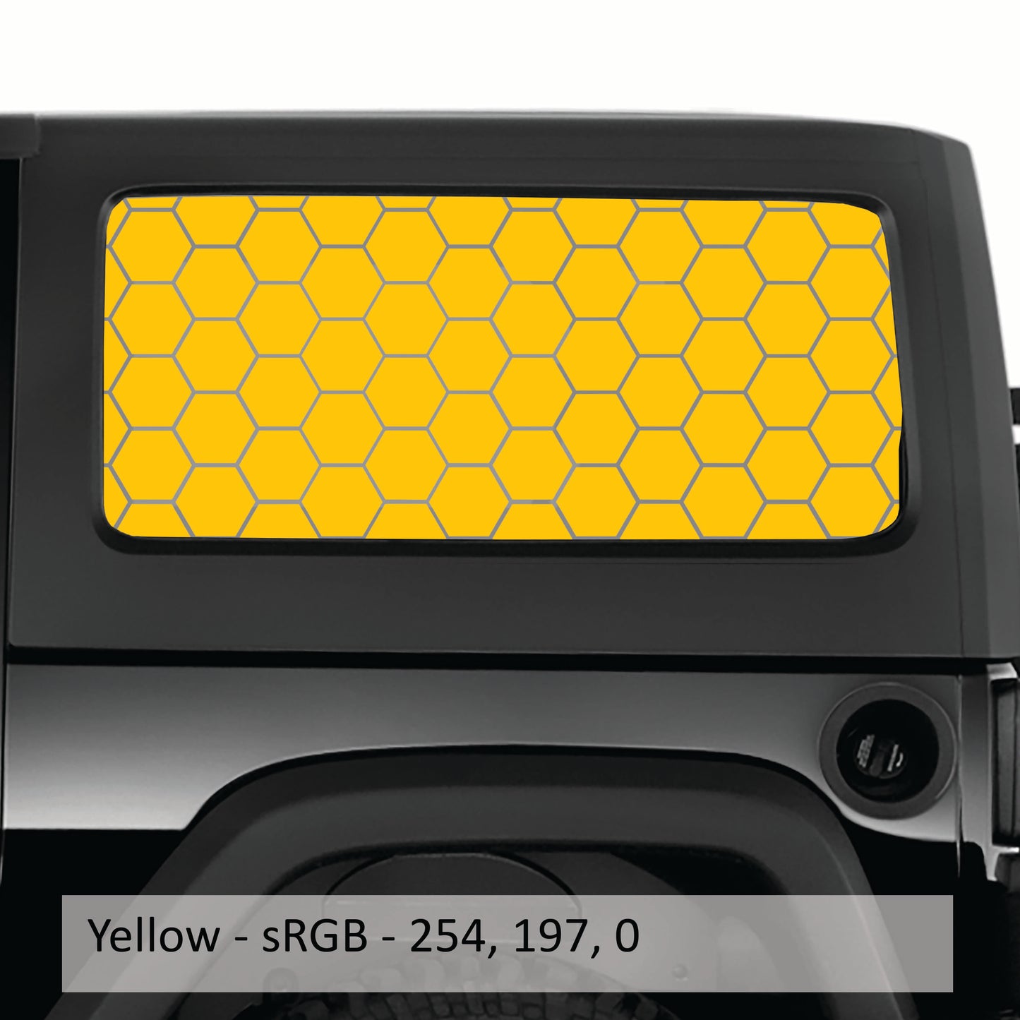 Honeycomb Hex Mesh Pattern Hardtop Window Decal Set - Fits Jeep 2-Door Wrangler 2007 - 2018