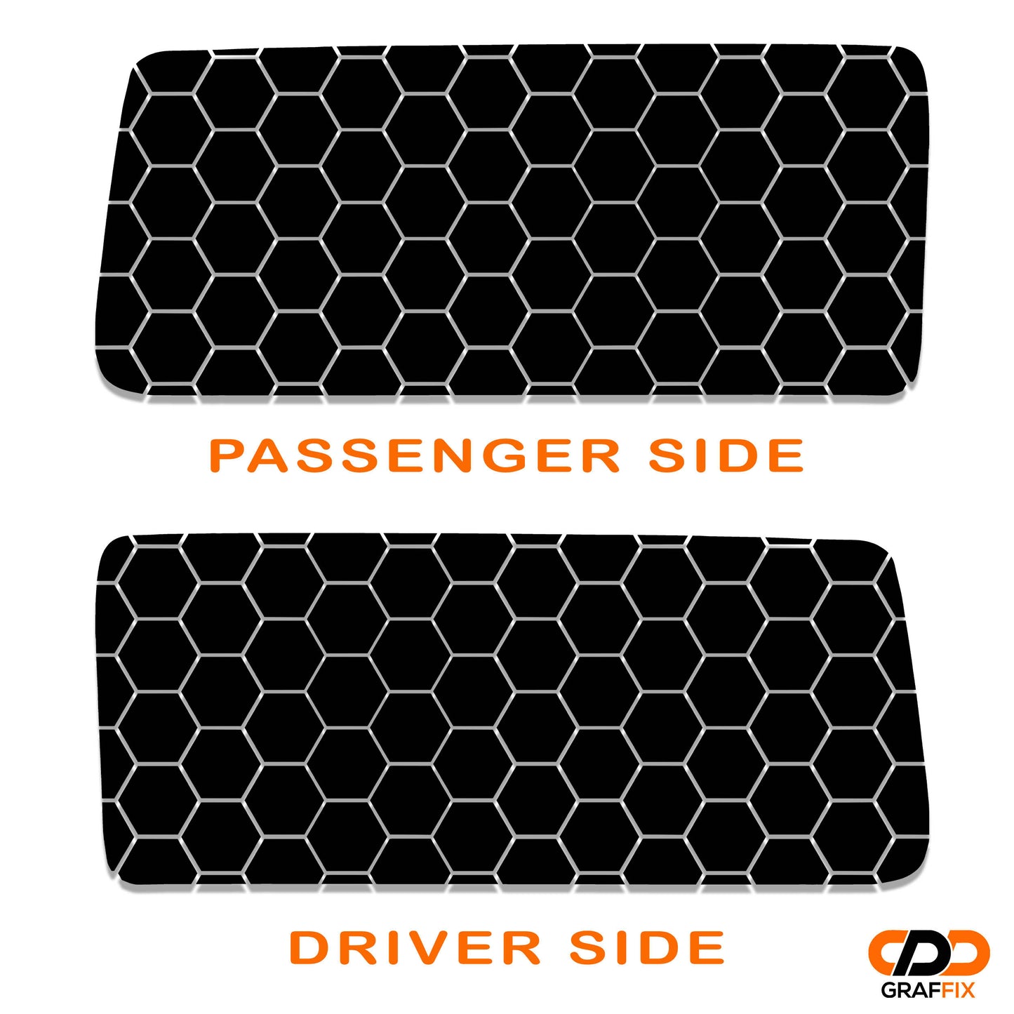 Honeycomb Hex Mesh Pattern Hardtop Window Decal Set - Fits Jeep 2-Door Wrangler 2007 - 2018