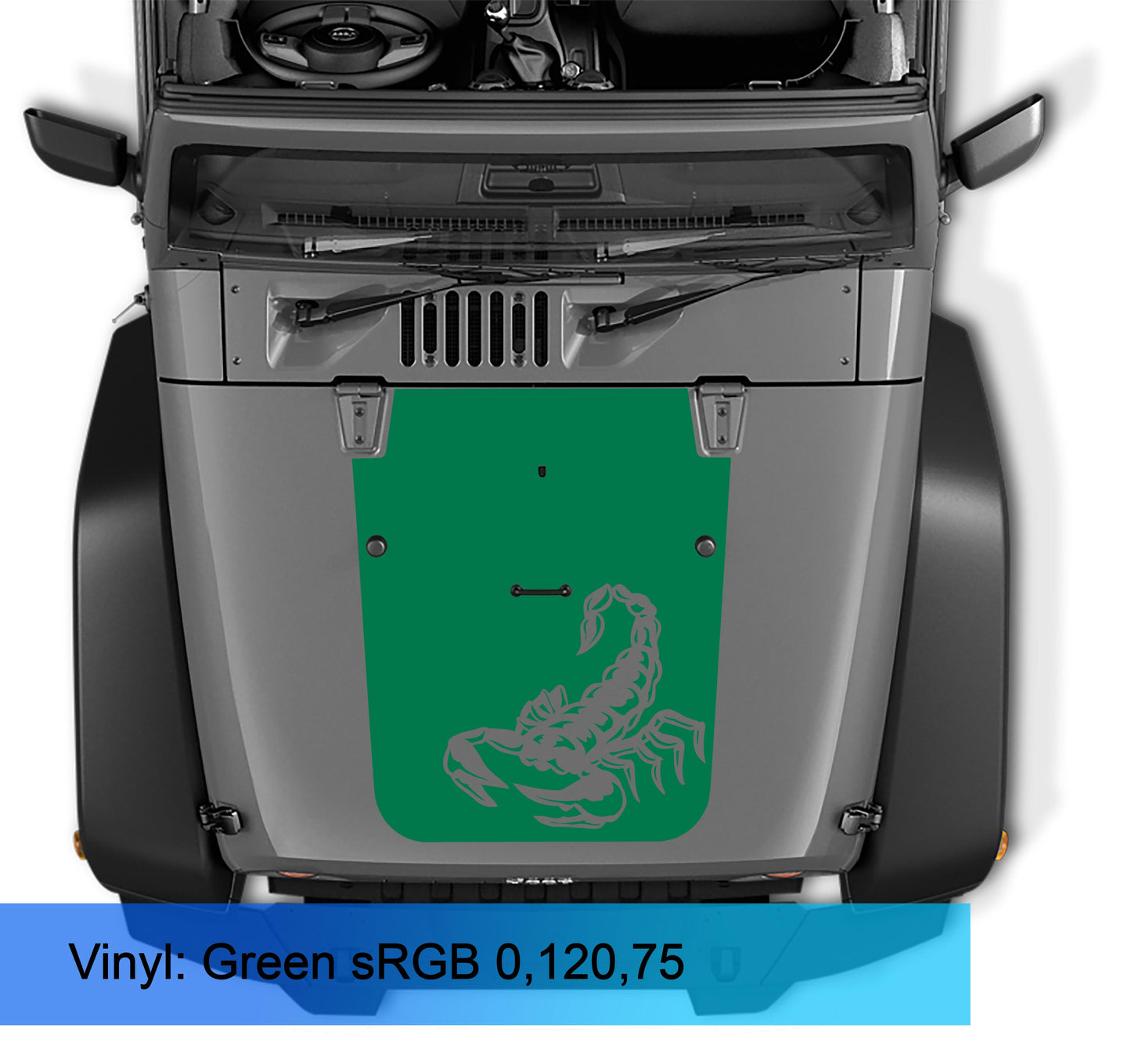 JK/JKU Scorpion Blackout Hood Vinyl Decal Graphic for Wrangler 2007-2016 - Fits 2007 - 2017 Jeep Wrangler JK/JKU Models