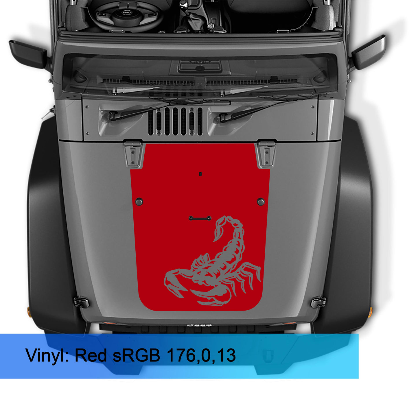 JK/JKU Scorpion Blackout Hood Vinyl Decal Graphic for Wrangler 2007-2016 - Fits 2007 - 2017 Jeep Wrangler JK/JKU Models